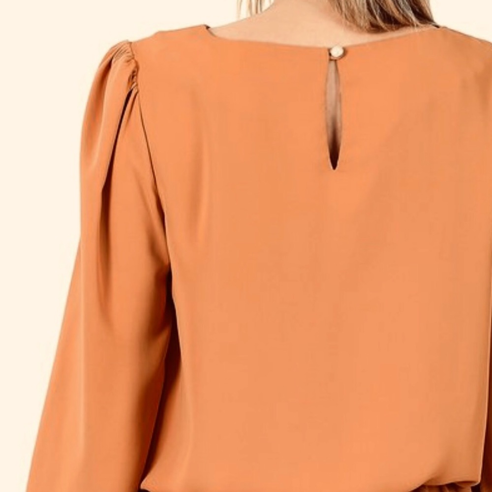NEW boho puff sleeve keyhole blouse - Picture 2 of 6